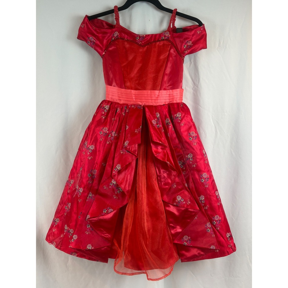 Disney Parks Elena Avalor Red Floral Costume Dress Girls Size 7/8 Princess Gown